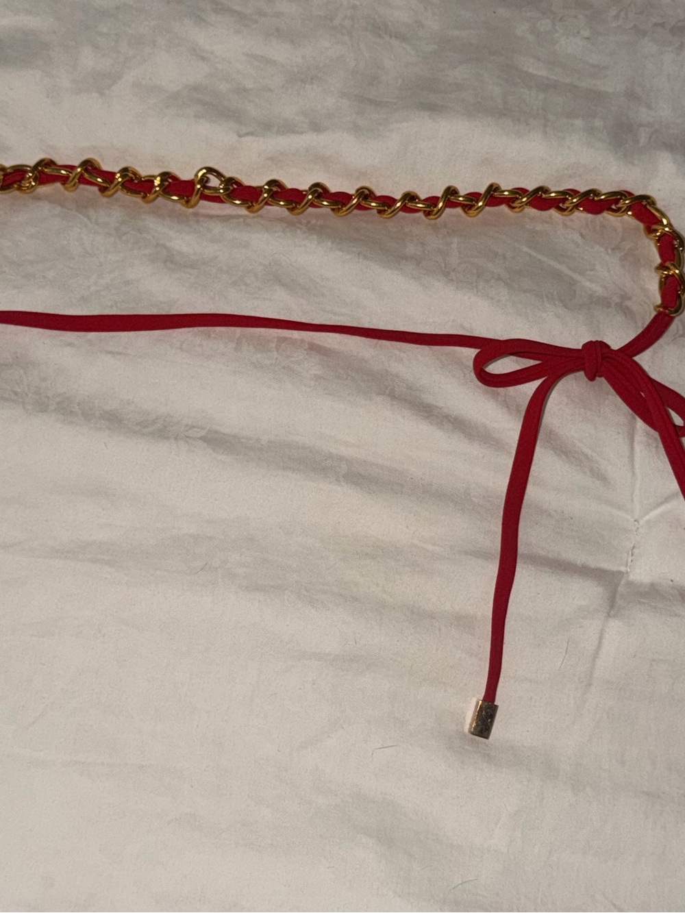 Michael Kors Red and Gold Bathing Suit/Swim Chain-Link Waist Belt